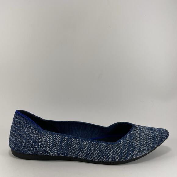 Rothy’s The Point Pointed Toe Flats Womens Size 9.5 Blue Indigo Heather Rothys - Picture 1 of 9